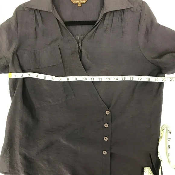 Asymmetrical Dark Purple Short Sleeve Blouse - Picture 7 of 11